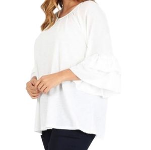Women's Winter White 1X Blouse 3/4 Bell Sleeves Career Wardrobe Staple  NWT